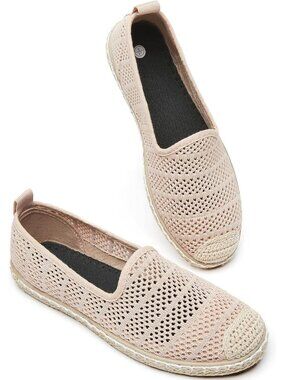 Women's Pink Breathable Mesh Flats Shoes Soft Casual Loafers Flats Slip On Shoes